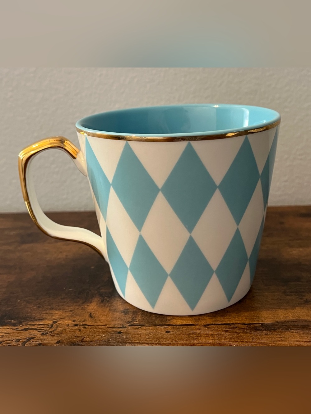 Grace Teaware Blue Harlequin Porcelain Mug with Gold Trim
